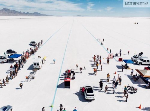 Picture of the starting line at Bonneville Salte Flats