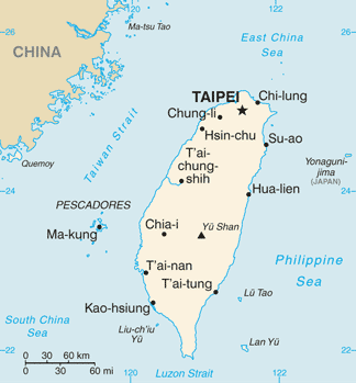 CIA World Fact Book map of Taiwan