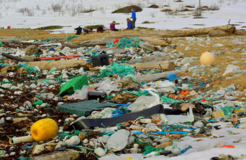 Marine litter. Extremely littered beach in northern Norway. A few years worth of plastic litter, brought in by the sea. This beach is now cleaned thoroughly, but each spring, new litter is present, brought in by storms and currents during the winter.