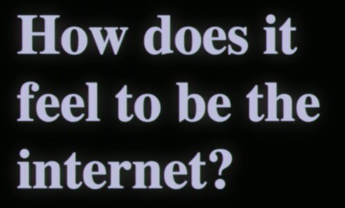 Screenshot of text "How does it feel to be the internet?"