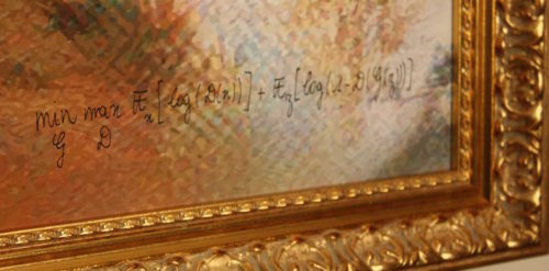 Close-up of the signature on the artwork Le Comte de Belamy.