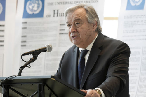 Secretary-General António Guterres gives remarks at a special event in observance of Human Rights Day (10 December) and launch of the campaign for the 70th Anniversary of the Universal Declaration of Human Rights.