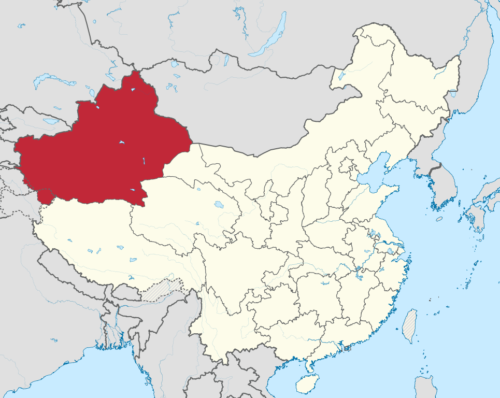 Location of XinJiang province in China