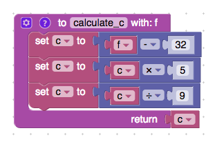 Block programming function example