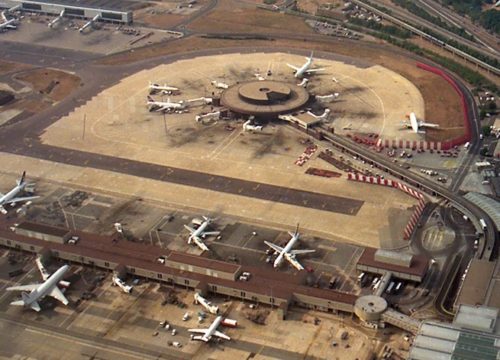 Aerial overview of London Gatwick Airport, United Kingdom