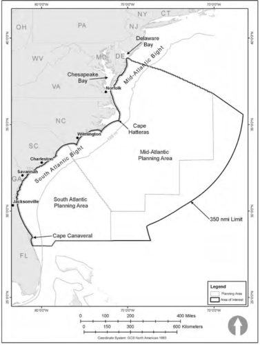 Map of the area where seismic surveying is allows.