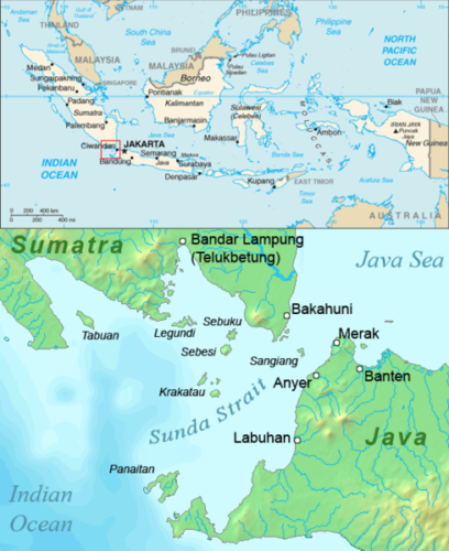 Map of the Sunda Strait, Indonesia.