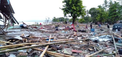 Scenes from a beach in Banten after tsunami struck 23 December 2018