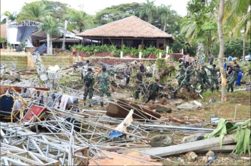 Aftermath of the tsunami on the exact location where the concert was held.