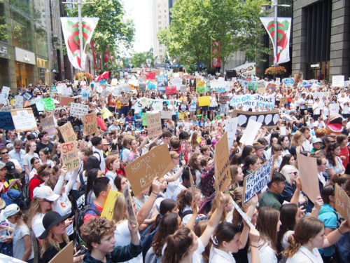 Student strike for climate action protests in Sydney.