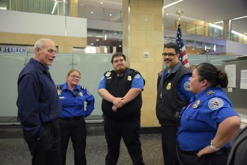 Secretary of Homeland Security John Kelly meets with Transportation Security Administration employees at San Diego International Airport, Feb. 9, 2017.