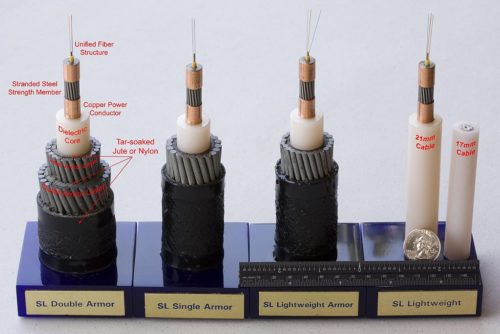 Samples of submarine telecom cables