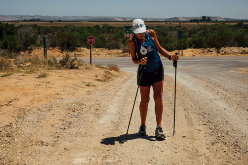 Ultra runner and water campaigner, Mina Guli walks between Mossel Bay and Riversdale, South Africa during the #RunningDry Expedition, on 4 January 2019