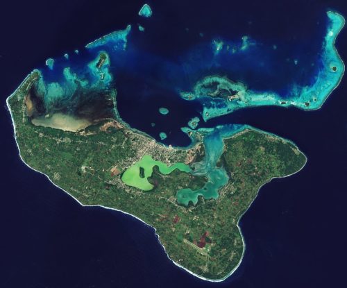 The island of Tongatapu and the nearby smaller islands – all part of the Kingdom of Tonga archipelago in the southern Pacific Ocean – are pictured in this Sentinel-2A image from 23 May, 2016.
