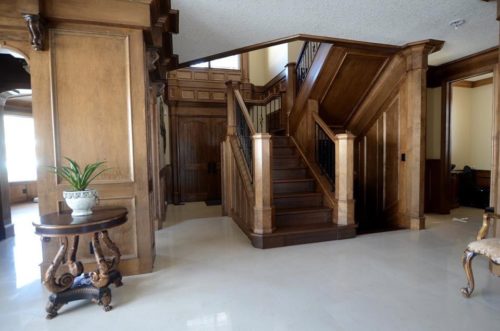 Large wooden staircase of Alla Wagner's house.