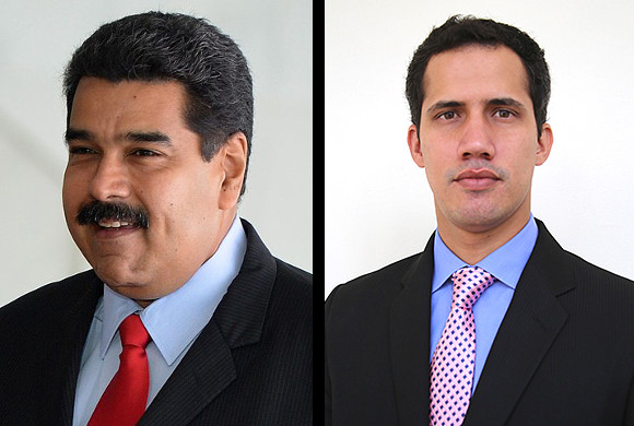 photograph of Nicolás Maduro/photograph of Juan Guaidó