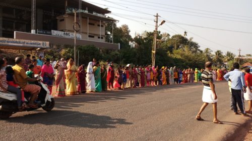 A women's wall was formed in Kerala against casteist and patriarchal interventions in the Sabarimala issue. Lakhs of women from different walks of life came together to show solidarity to the movement for equal rights for women.