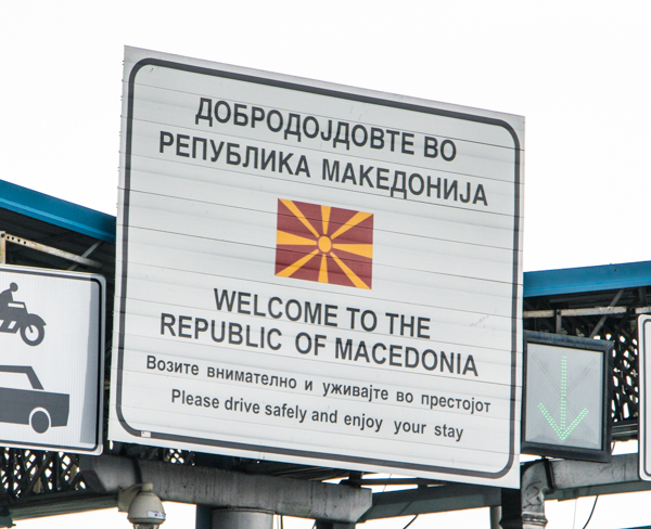 Sign saying Welcome to the Republic of Macedonia.