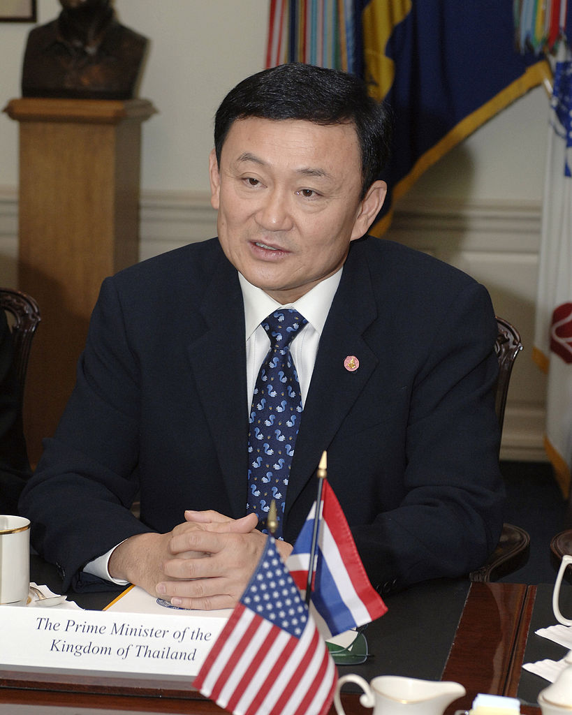 Thailand's Prime Minister Thaksin Shinawatra in a meeting at the Pentagon.