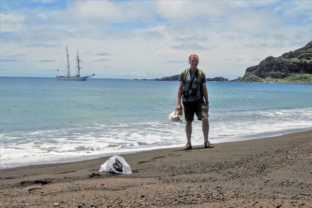 NASA scientist Dan Slayback on the beach of HTTH