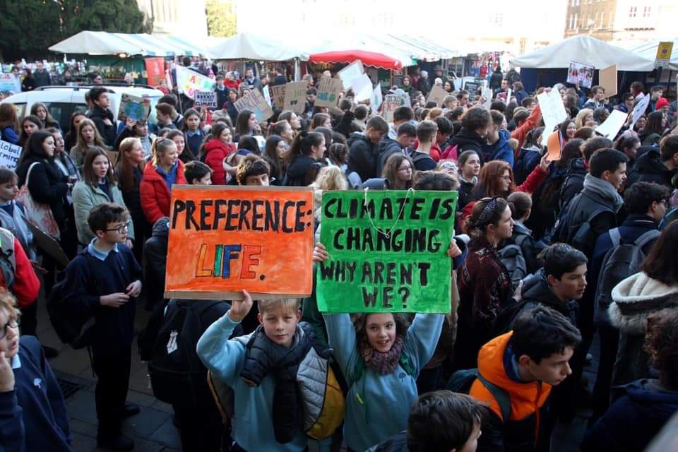 Students in Cambridge England protesting for climate action, February 15, 2019.