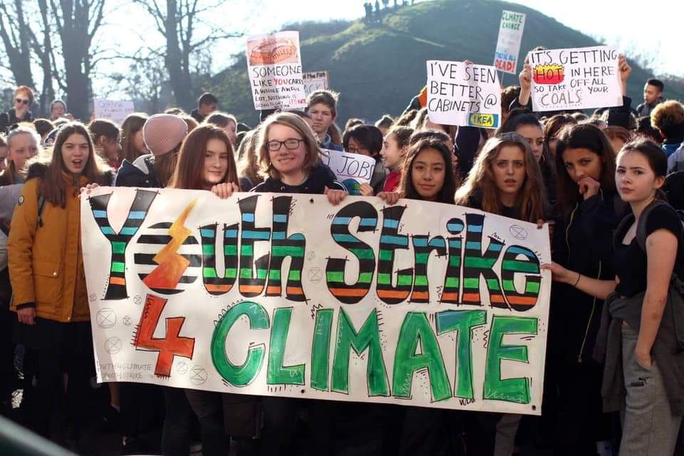 Students in Cambridge England protesting for climate action, February 15, 2019.