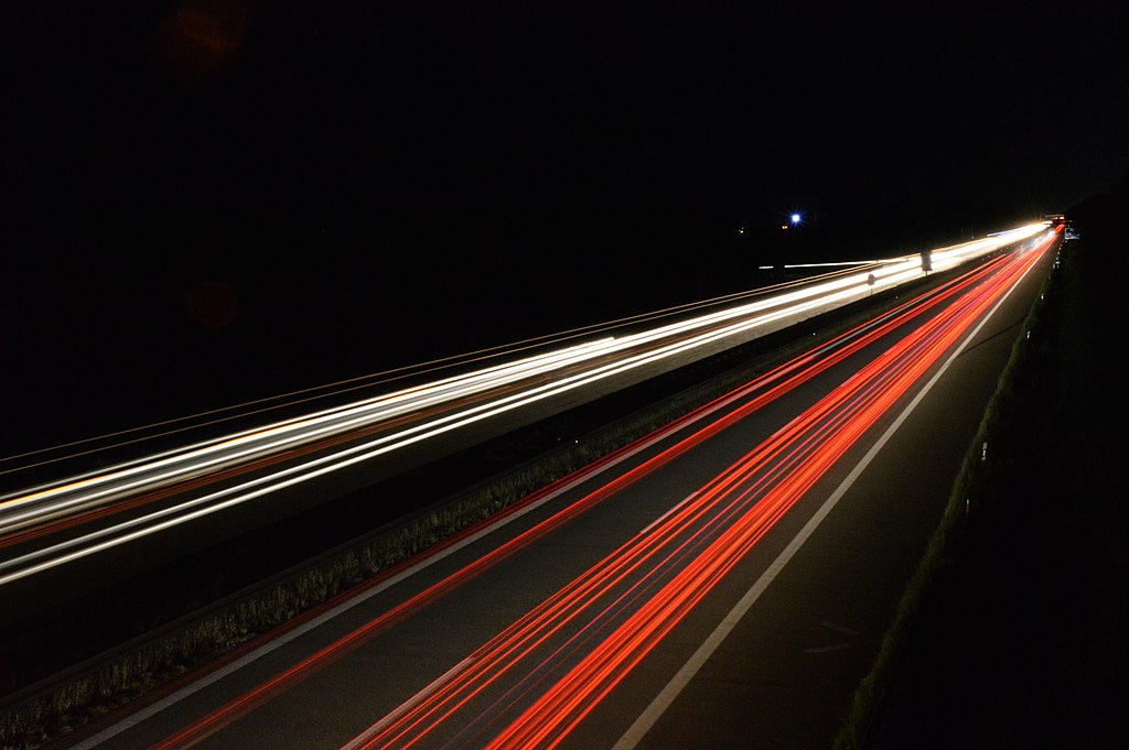 Long exposure photography of the German Autobahn. The Autobahn is the federal controlled-access highway system in Germany. The official German term is Bundesautobahn, which translates as "federal motorway". The literal meaning of the word Bundesautobahn is "Federal Auto(mobile) Track".