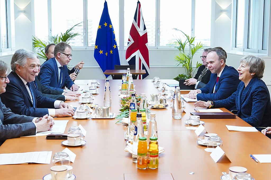 European Parliament President Antonio Tajani after the meeting with British PM Theresa May