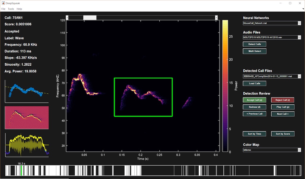 Computer interface of the DeepSqueak program.