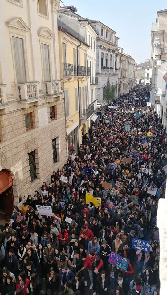 Demonstrators at Fridays for Future in Corso Palladio, Vicenza, 15th March 2019