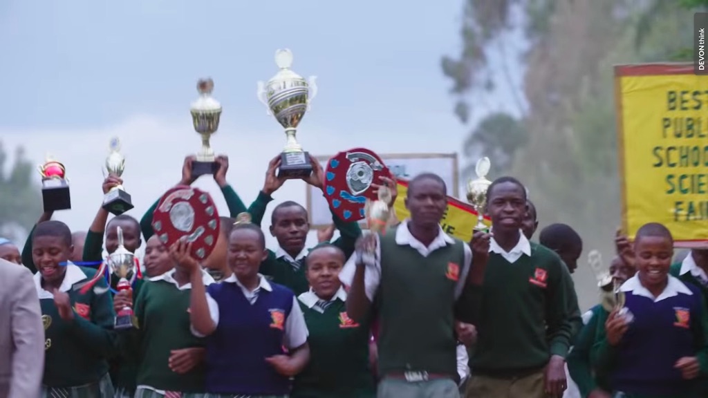 Picture of the students celebrating with the awards.