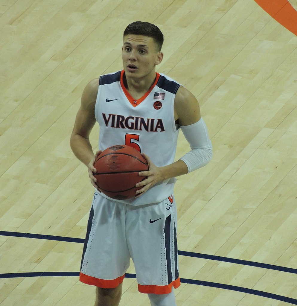 University of Virginia basketball player Kyle Guy prepares to shoot a free throw