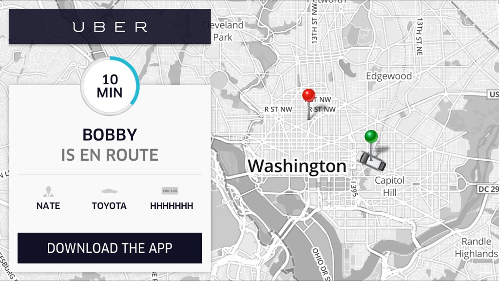 Uber map showing "Bobby is en route" message.
