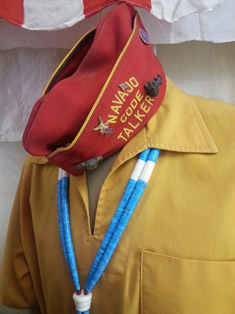 Part of an official uniform of the Navajo Code Talkers in the US Marine Corps during WW2 (exhibit on display at the Burger King in Kayenta, Navajo Nation, Arizona, USA)