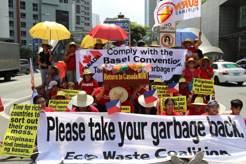 Protesters in the Philippines demonstrate over garbage dumping.