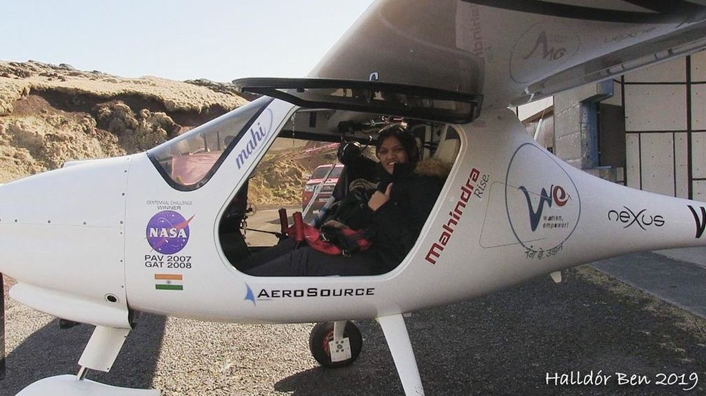 Aarohi Pandit in light sport aircraft.