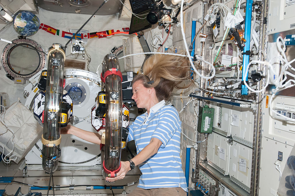 In the International Space Station's Kibo laboratory, NASA astronaut Karen Nyberg, Expedition 36 flight engineer, conducts a session with a pair of bowling-ball-sized free-flying satellites known as Synchronized Position Hold, Engage, Reorient, Experimental Satellites, or SPHERES. Surrounding the two SPHERES mini-satellites with ring-shaped hardware known as the Resonant Inductive Near-field Generation System, or RINGS, Nyberg performed a demonstration of how power can be transferred between two satellites without physical contact.