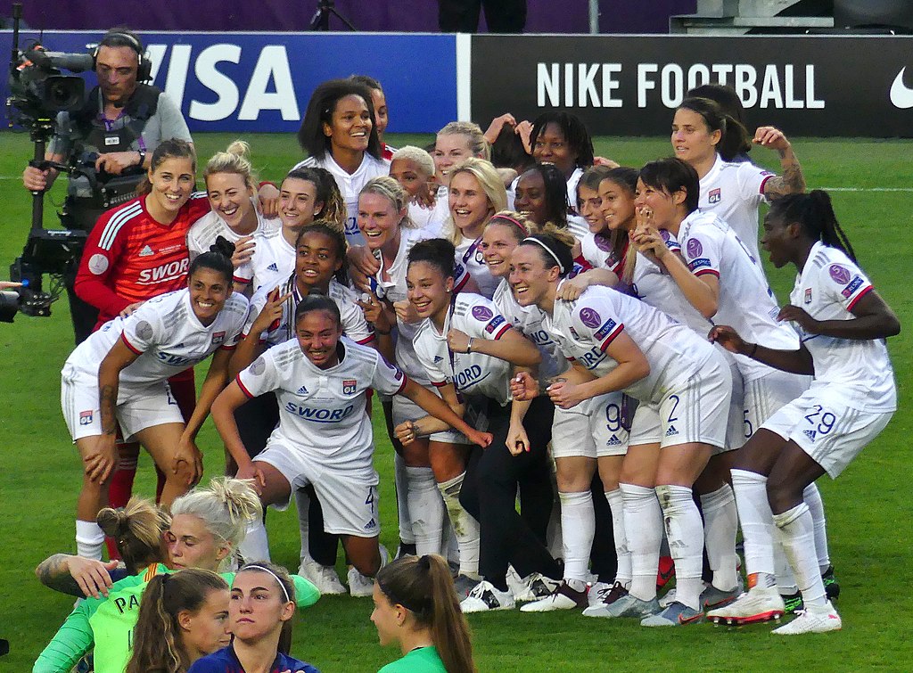 Olympique Lyonnais after a victory in the Champions League over FC Barcelona on May 18, 2019.