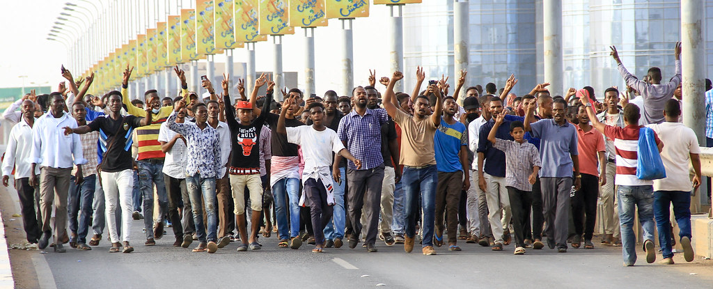 Sudan Revolution - young people blocking a street