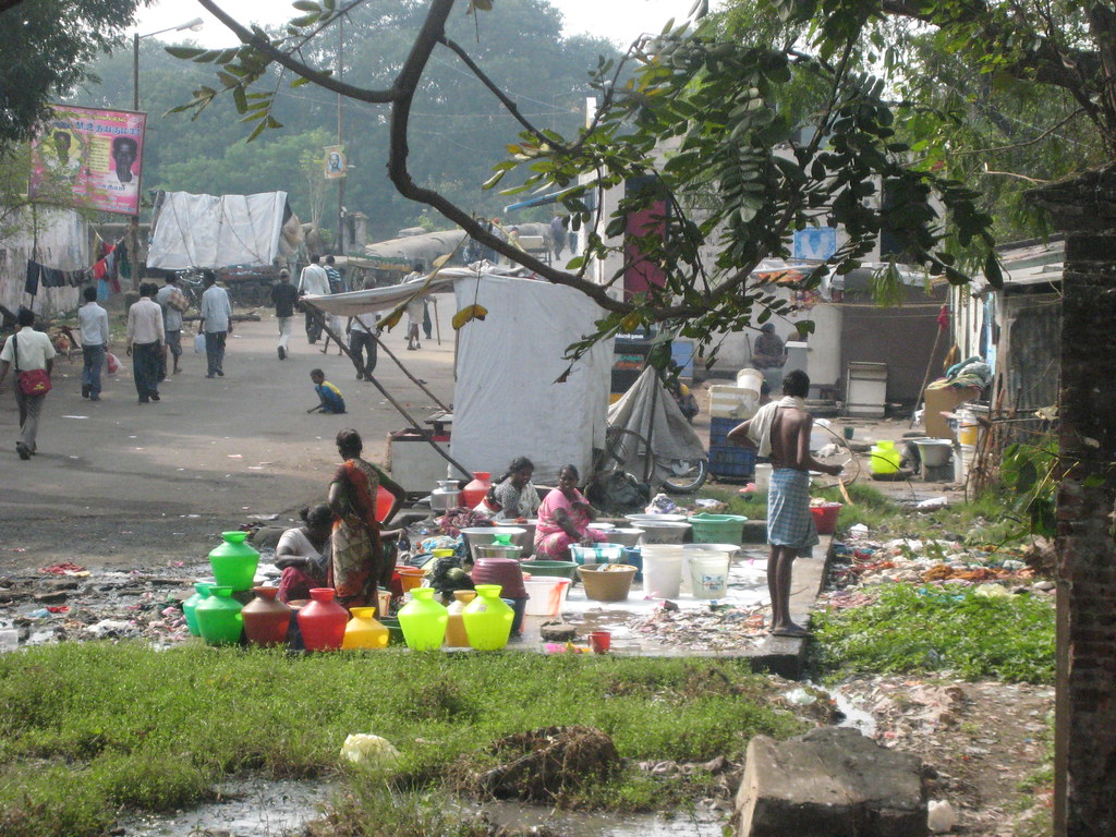 People Filling Water Jugs, Chennai, India