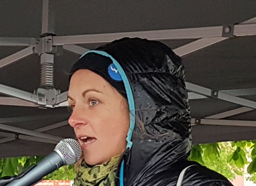 Pia Klemp as a speaker at the 19th Sunday demonstration in Vorarlberg. On 5.5.2019 in Bregenz.