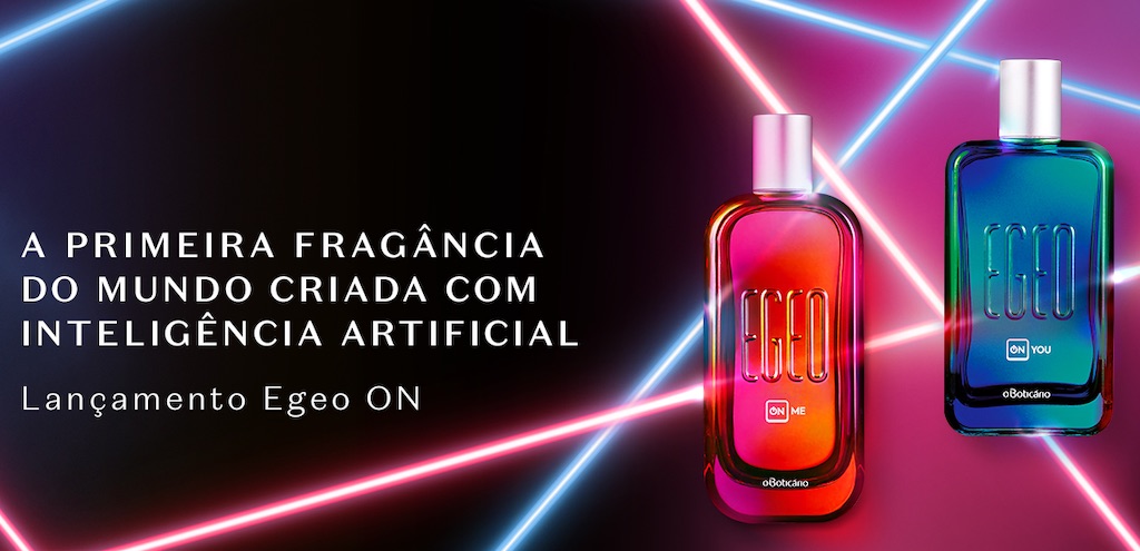 Advertisement in Portuguese for the World's First AI Perfume.