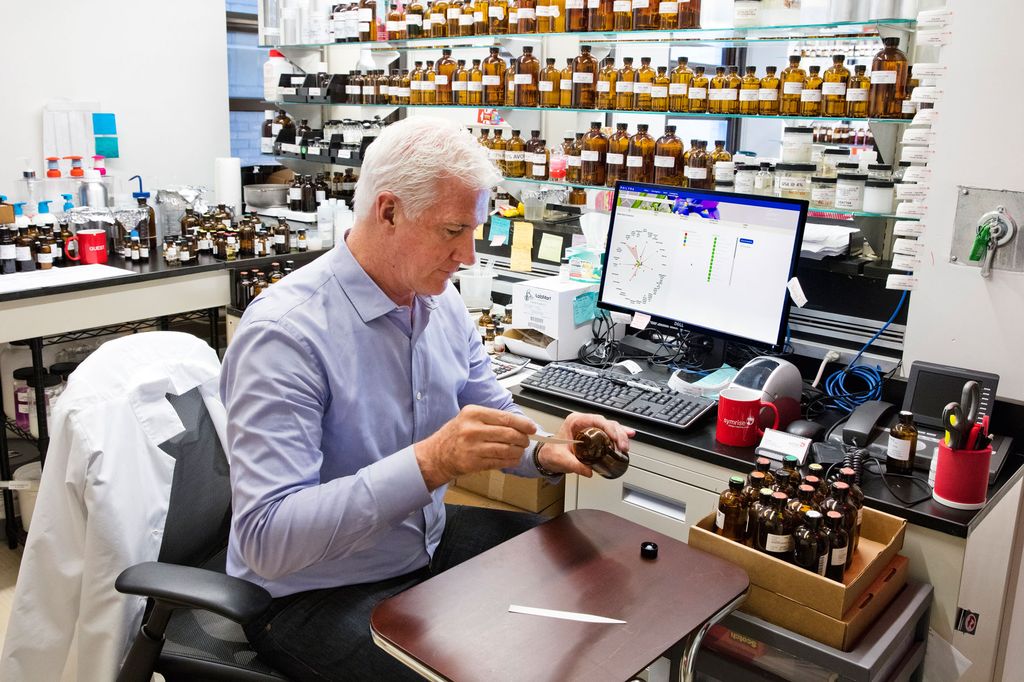 David Apel working on a fragrance.