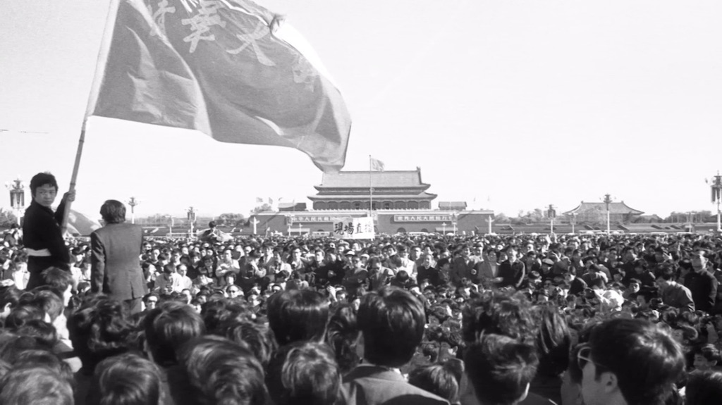 Thousands of students protesting in  Tiananmen Square in 1989.