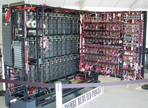 A rebuild of a British Bombe located at Bletchley Park museum.