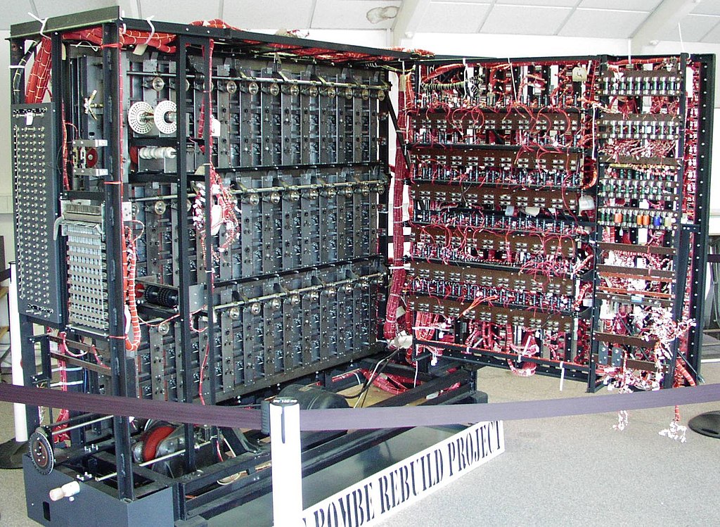 A rebuild of a British Bombe located at Bletchley Park museum.