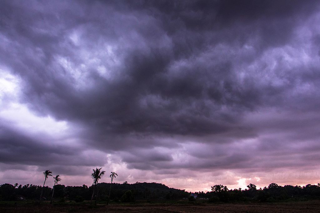 The picture shows the first day of arrival of monsoon rains in Goa,India. 3 June 2016