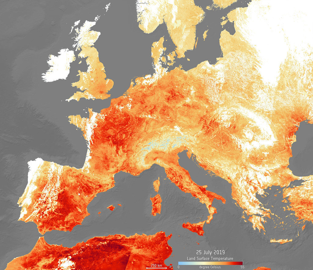 An extreme heatwave has hit Europe once again this week, following extreme weather in June. High temperatures are expected to peak today, reaching as high as 39—40°C, with Netherlands, Belgium and Germany recording their highest ever temperatures. Paris reached a sweltering 41°C, breaking its previous record in 1947.
