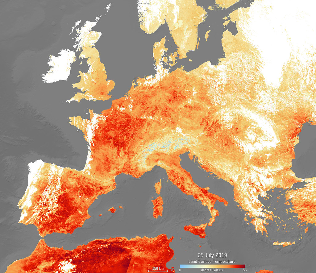 An extreme heatwave has hit Europe once again this week, following extreme weather in June. High temperatures are expected to peak today, reaching as high as 39—40°C, with Netherlands, Belgium and Germany recording their highest ever temperatures. Paris reached a sweltering 41°C, breaking its previous record in 1947.