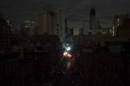 Downtown Manhattan in the dark, October 31, 2012